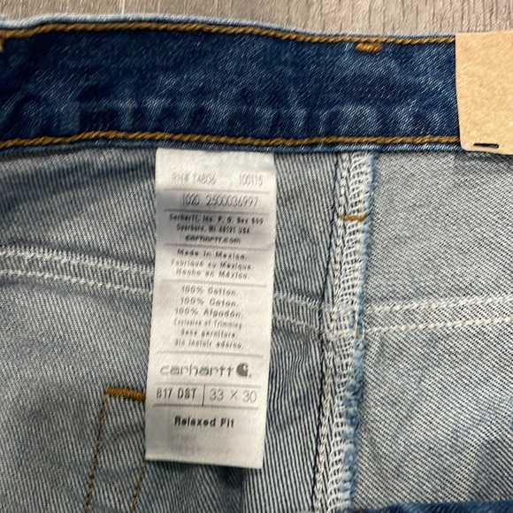 CARHARTT DENIM JEANS SIZE 33x30 RELAXED BLUE MEDIUM WASH DENIM NEW - Picture 3 of 7